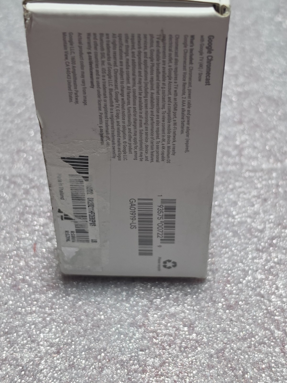 Google Chromecast TV 4K Streaming Device GA01919-US