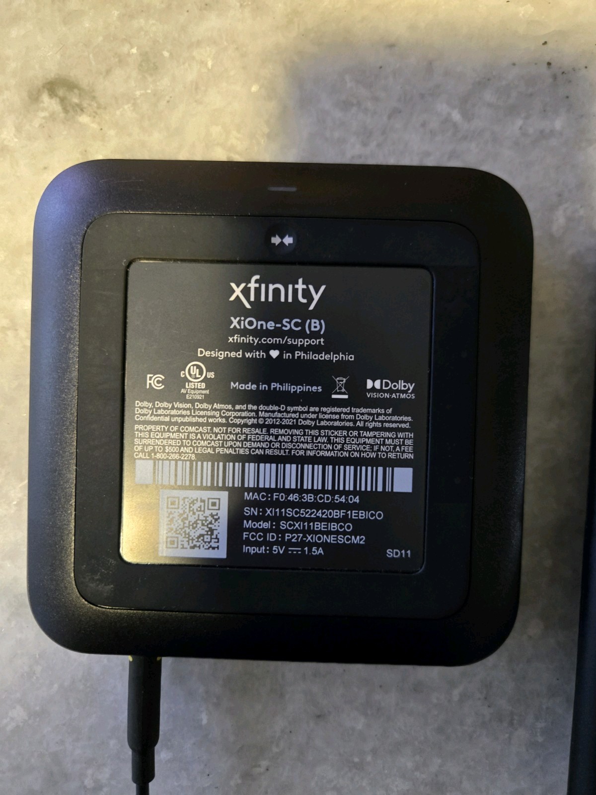 Xfinity XiOne-SC B Stream Box SCXI11BEI HD Streaming W/ POWER SUPPLY And Remote