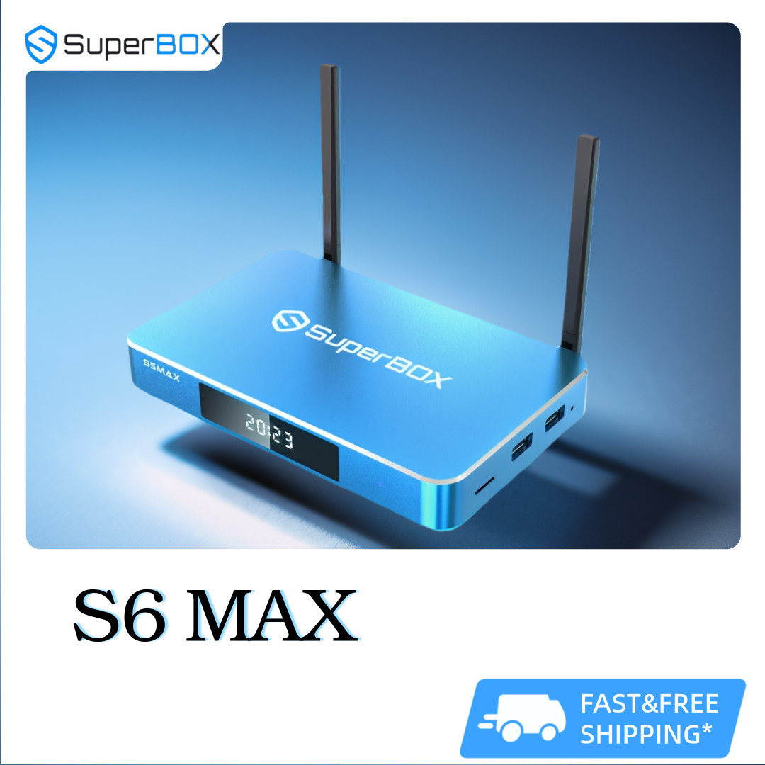 SuperBox S6 Max BLUE TV Streaming Box U-HD all featured content No annual fee