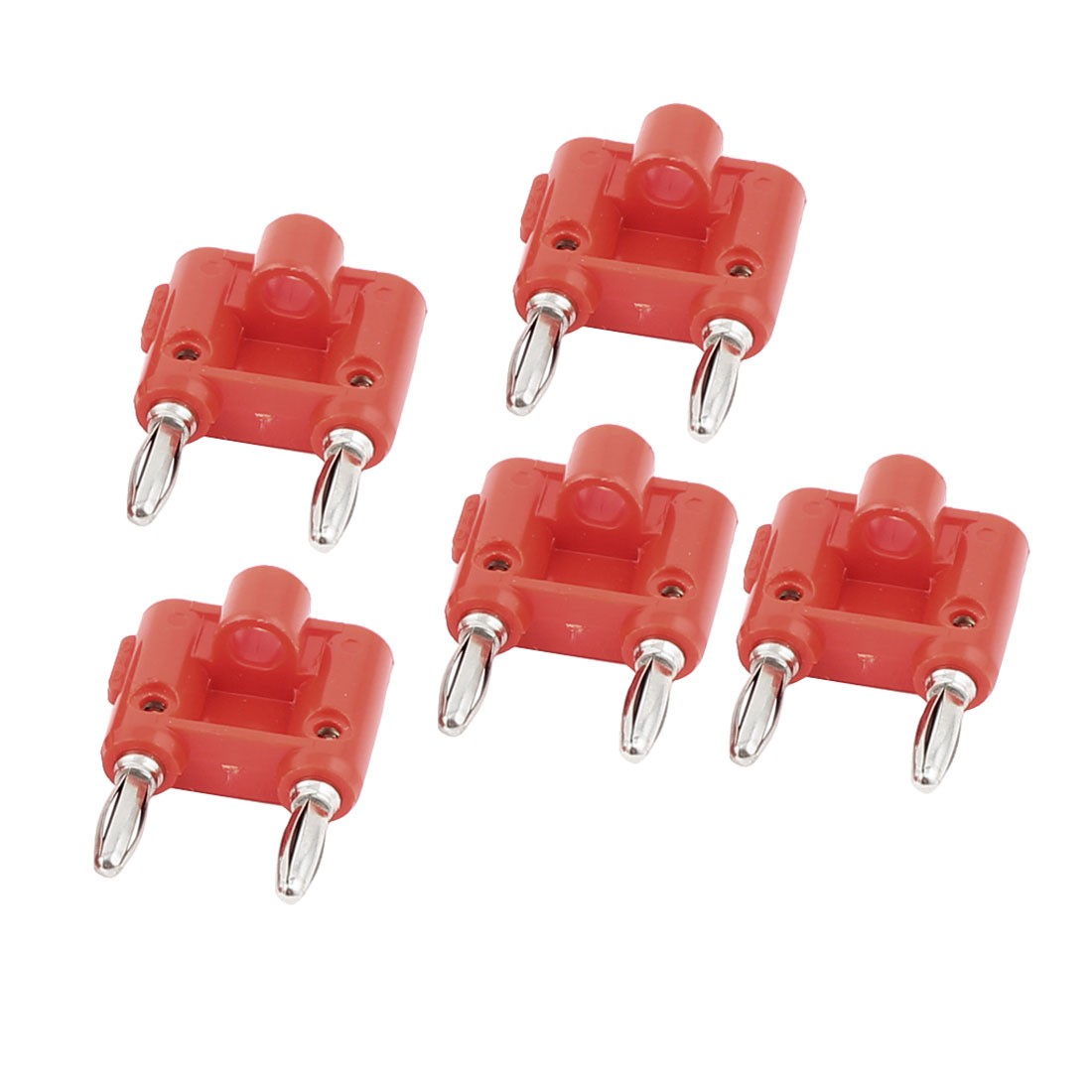 5pcs Red 4mm Wire Dual Port Banana Male Adapter Audio Jack for Speaker