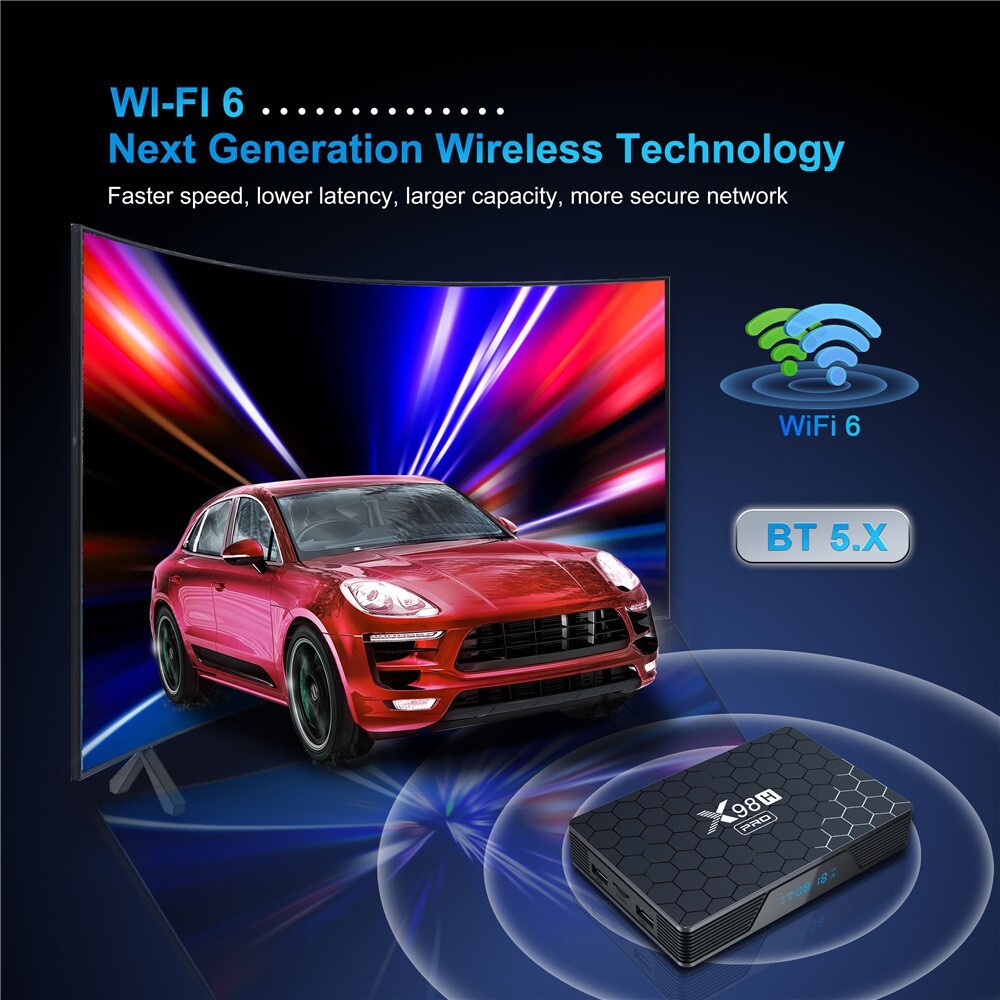 X98H PRO Android 12 Smart TV BOX H618 2.4G 5G Wifi6 BT5.0 H.265 1000M Receiver