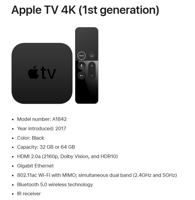 Apple TV 4K (1st generation) 64GB – A1842