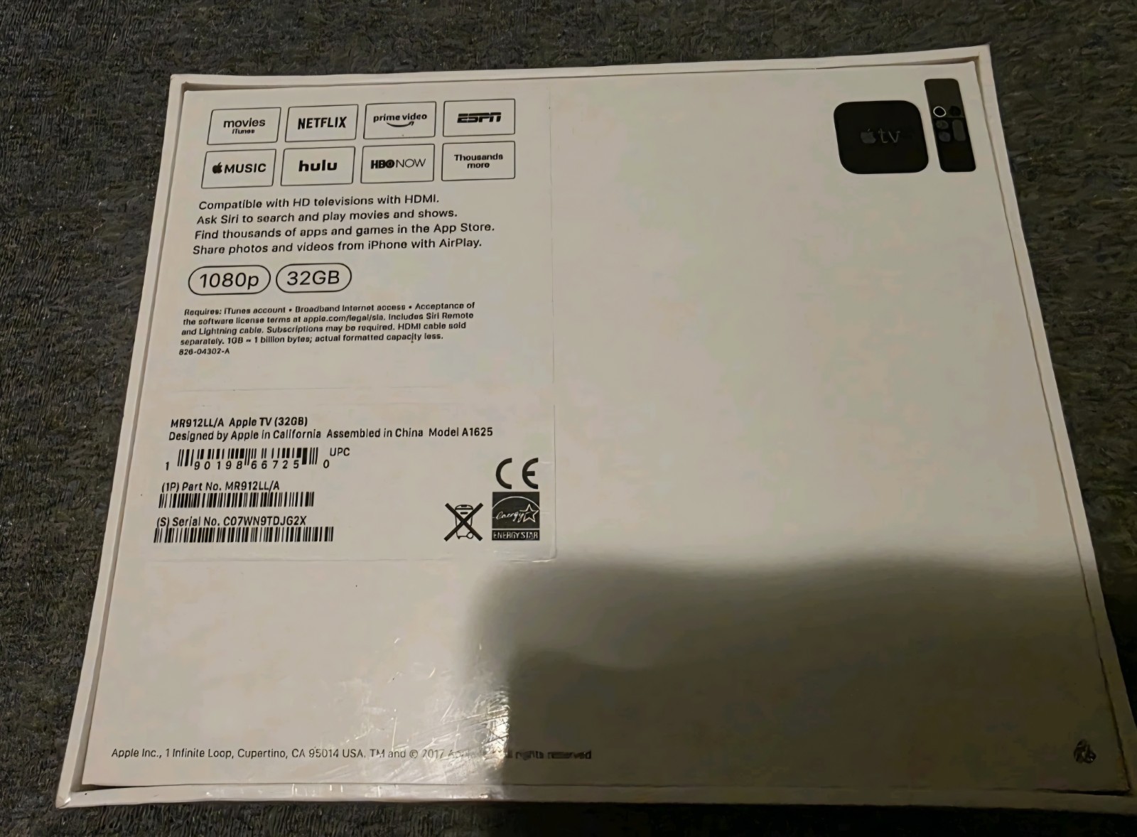 Apple TV HD 1080p 32GB Model A1625 New Factory Sealed