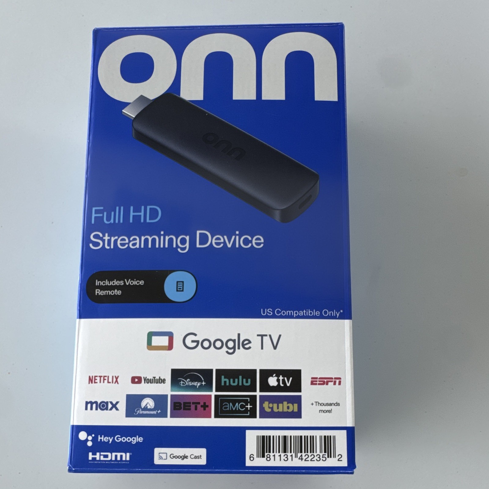 ONN Full HD Streaming Device Google TV Voice Remote Dolby Audio HDMI Wi-Fi 8GB