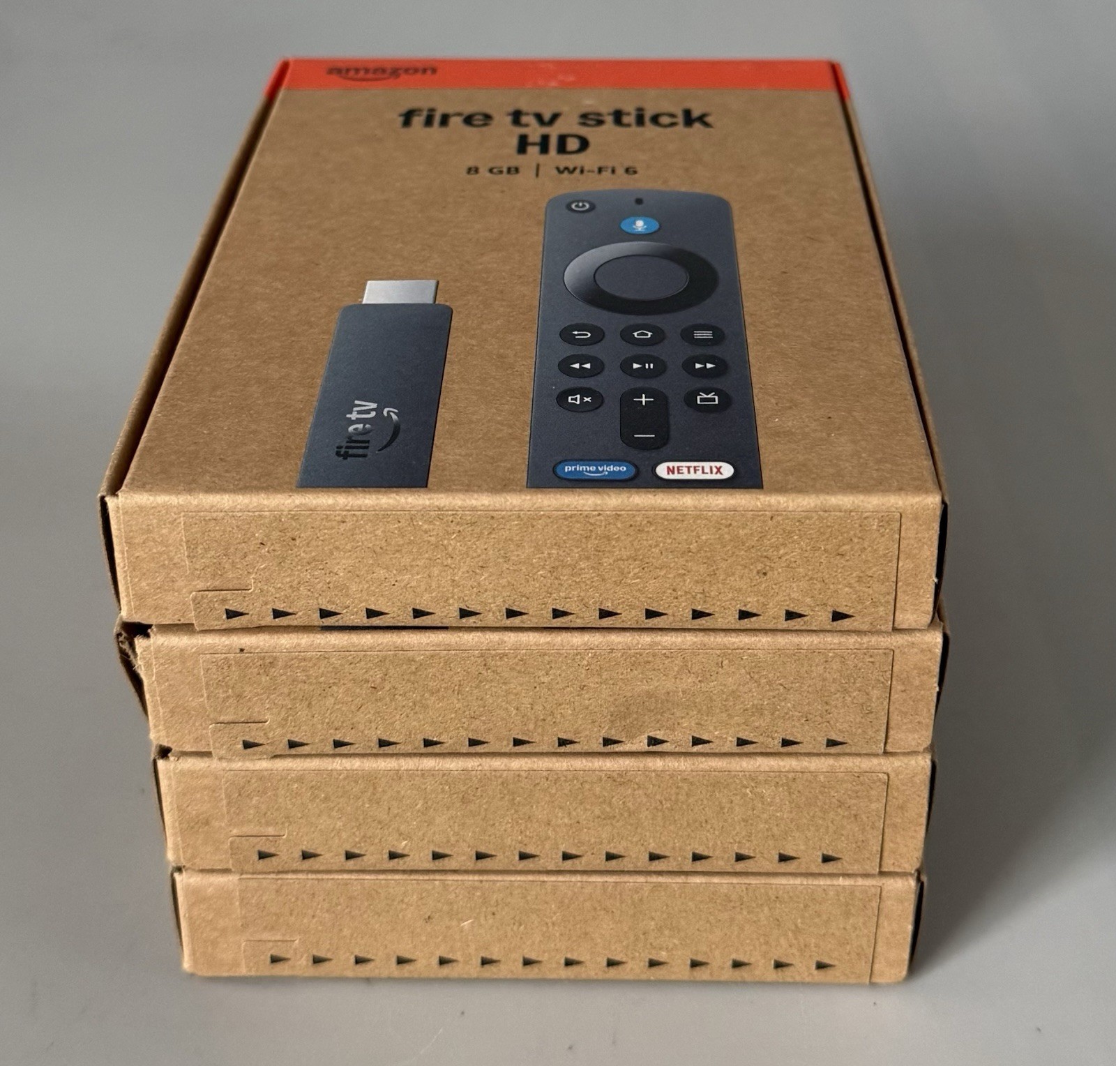 Lot of 4 Amazon Fire TV Stick HD 8GB Wi-Fi 6 — New Factory Sealed