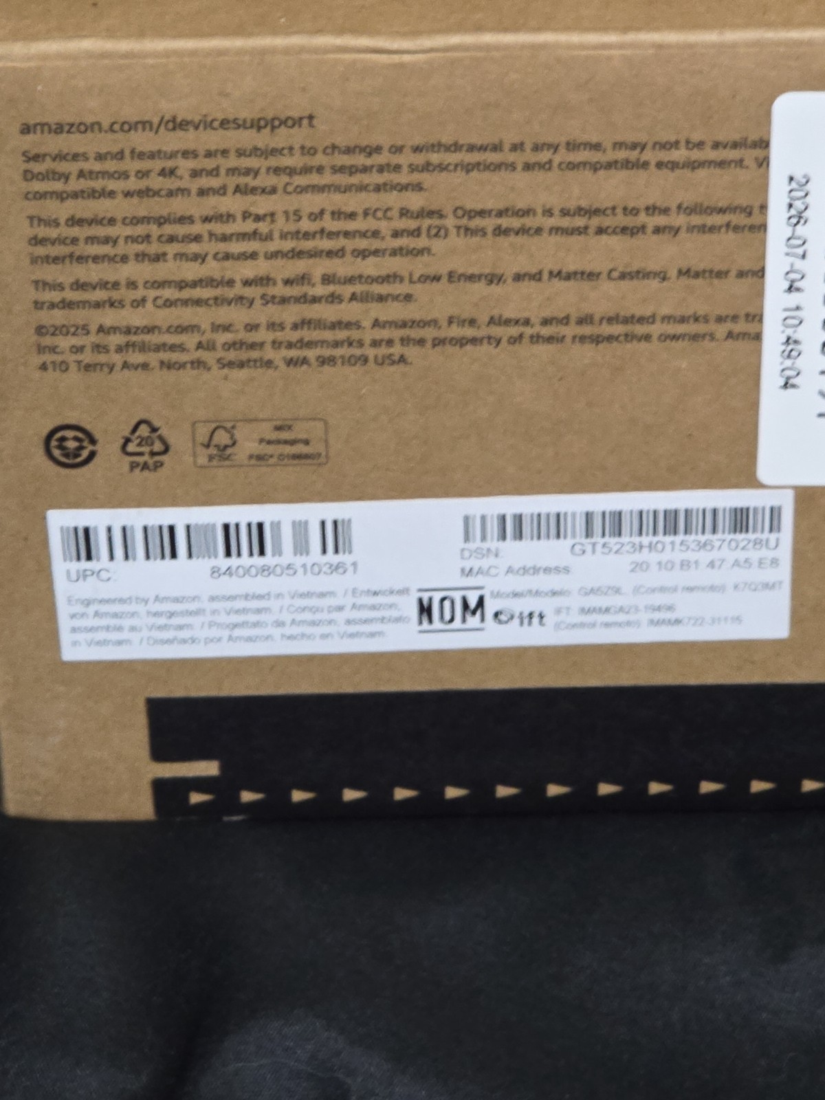 Amazon Fire TV Cube 3rd Gen. Media Streamer GA5Z9L 2025 NEW Sealed