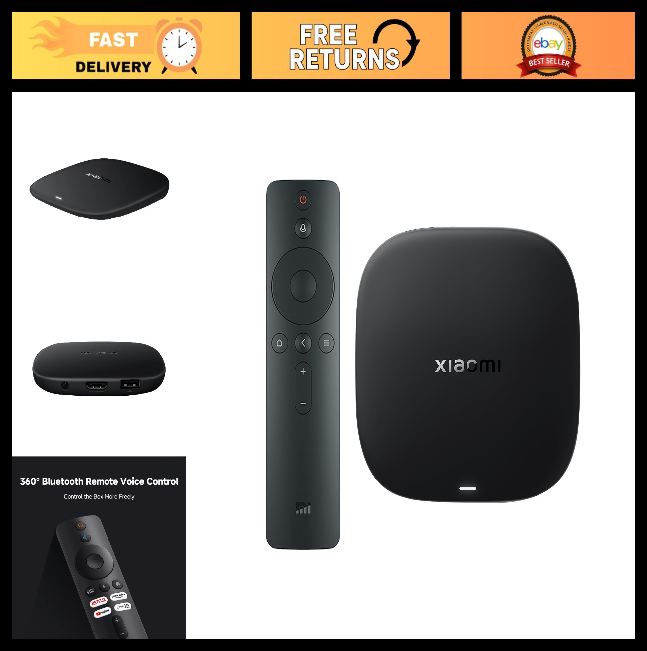 4K UHD Android TV Box, Dolby Vision, DTS:X, WiFi 6, 2GB RAM, 32GB Storage, HDMI