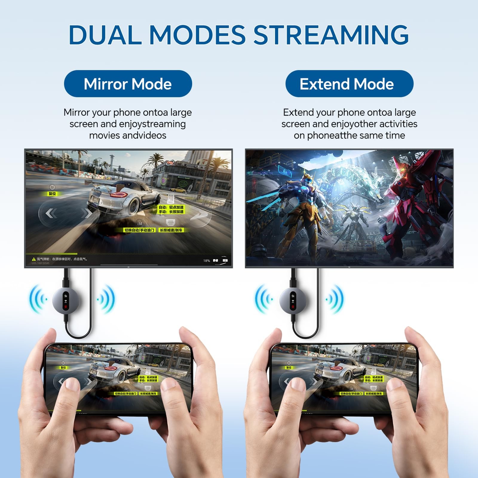 Wireless HDMI Display Dongle Adapter – Miracast with AirPlay Silver