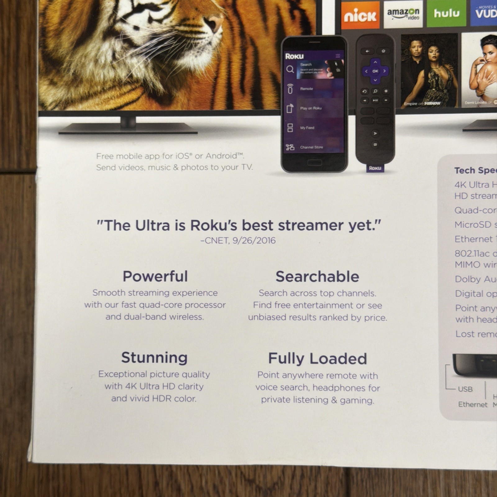 Roku 4640 RW Ultra Streaming Media Player 4K HD HDR with Headphones Black Seald