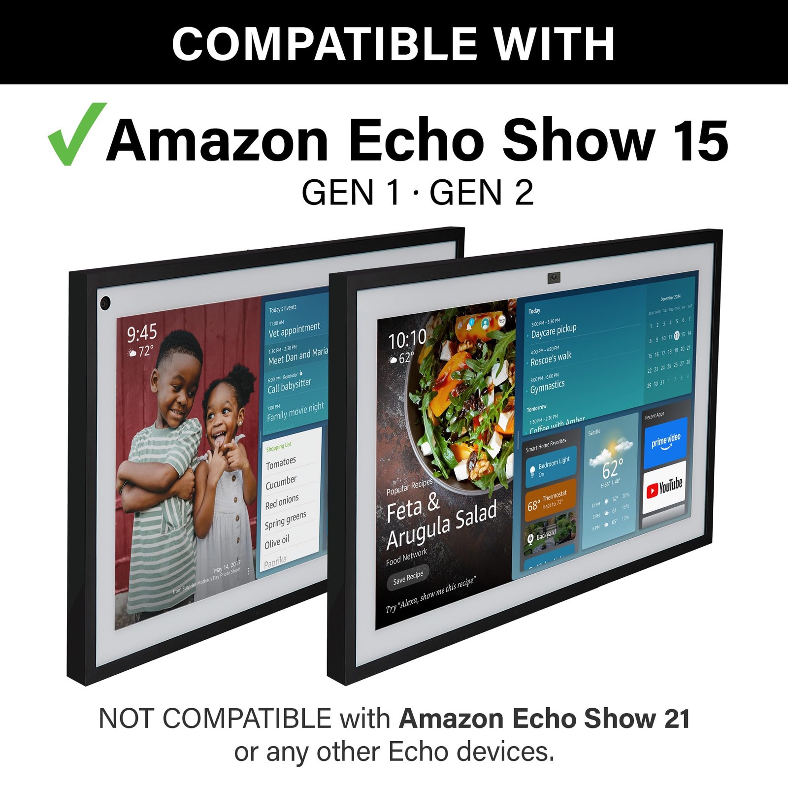 Made for Amazon Under-Cabinet Mount, Echo Show 15 (Gen 1, 2021 & White