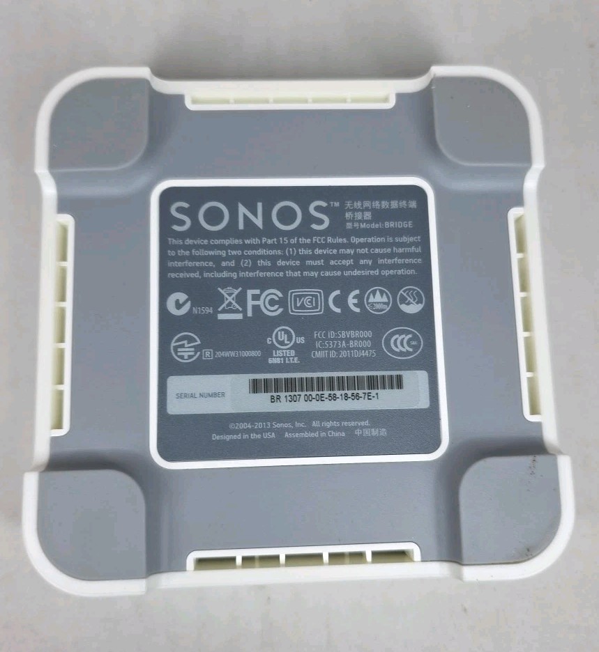 Sonos Bridge Wireless HiFi System Model BRIDGUS1 SW v4.0