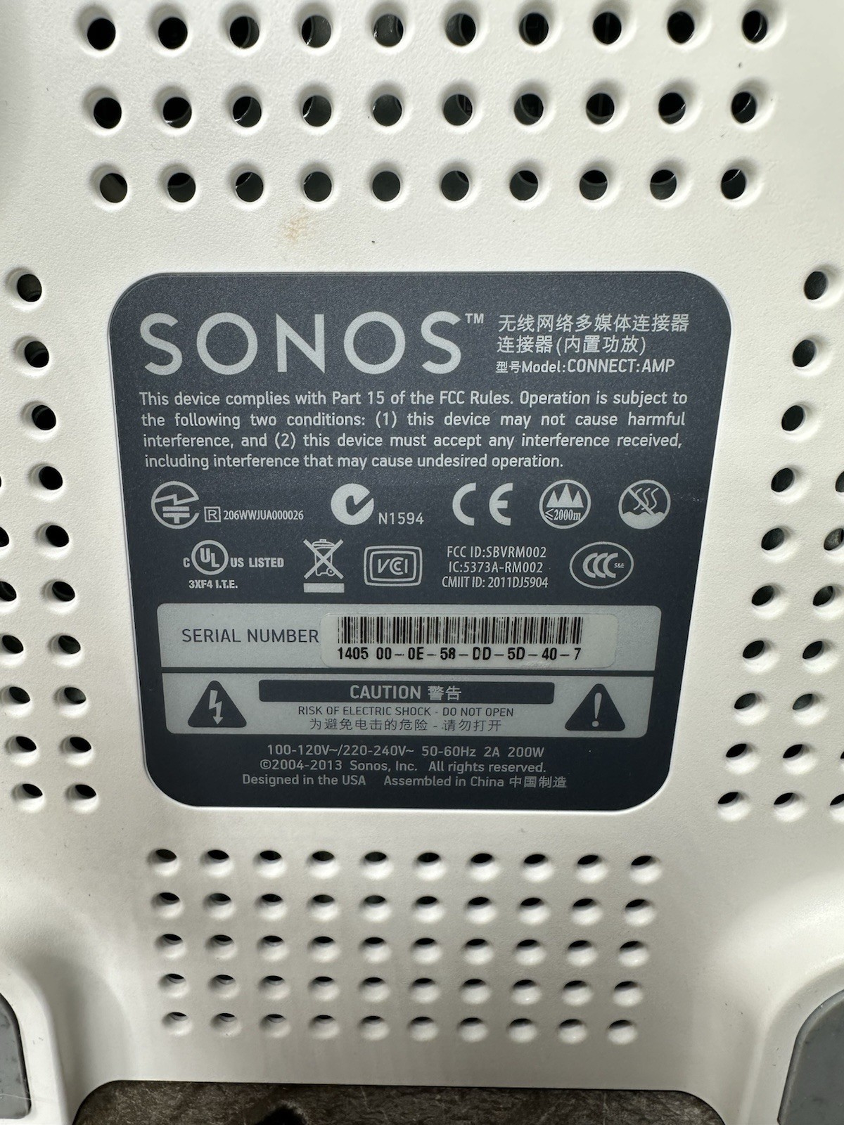 Sonos Connect Amp Digital Music Streamer Gen 1 S1