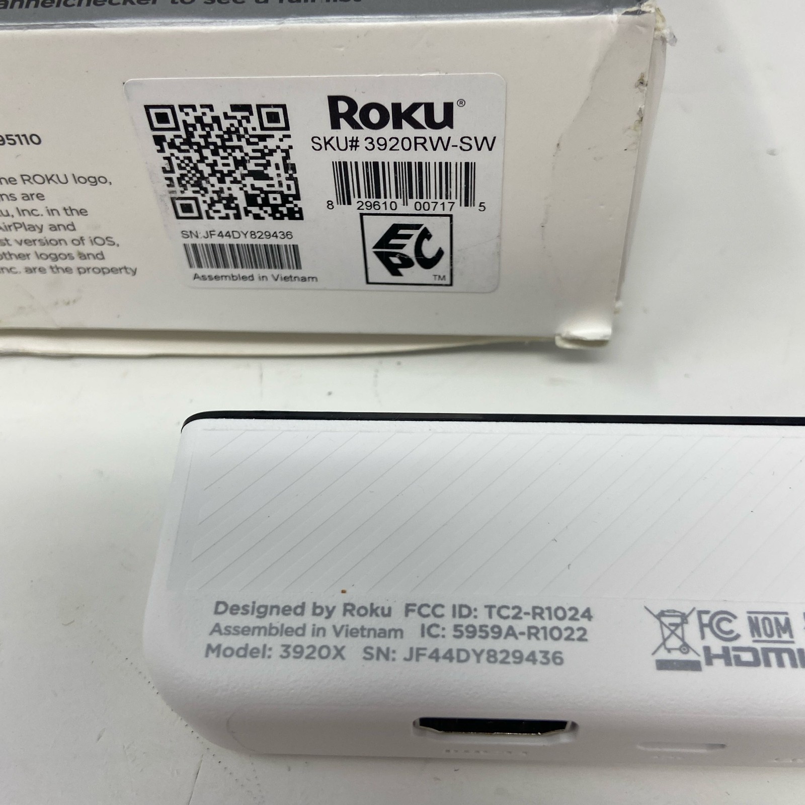 Roku Premiere 4K HDR Streaming Media Player – White (3920RW-SW)