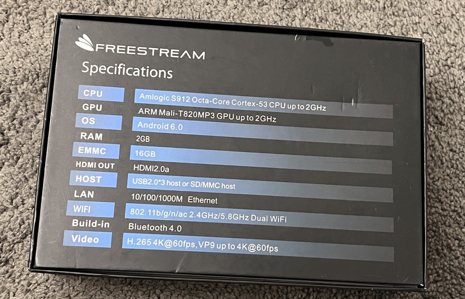 Freestream Android 6.0 4k Ultra HD TV Stream Box W/Power Cord And HDMI