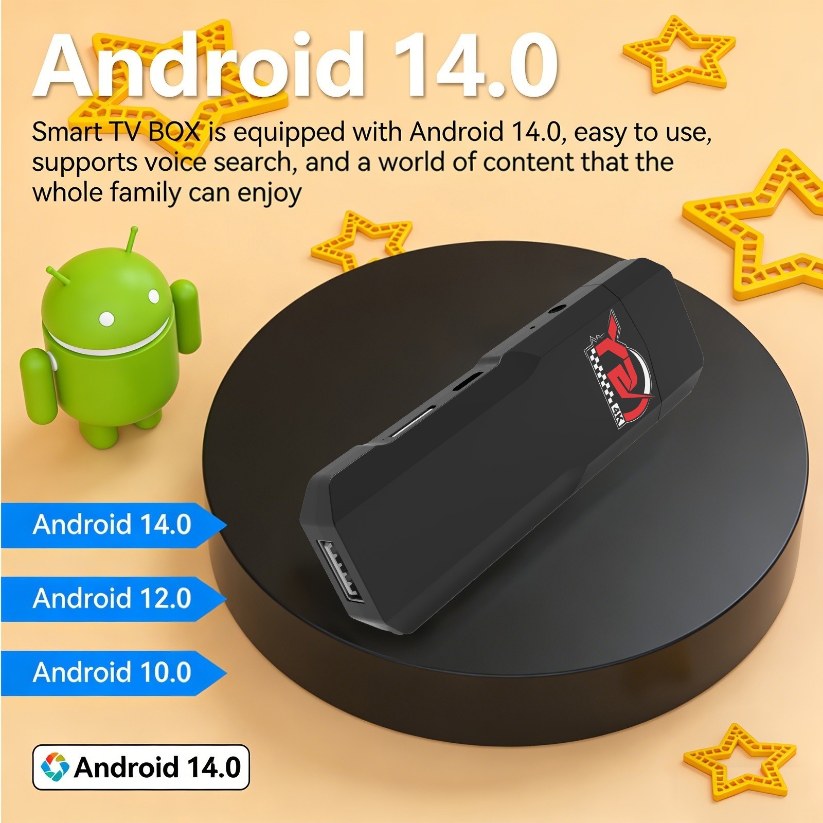Android 14 TV Stick 4K HD Media Player WiFi Bluetooth Streaming Box