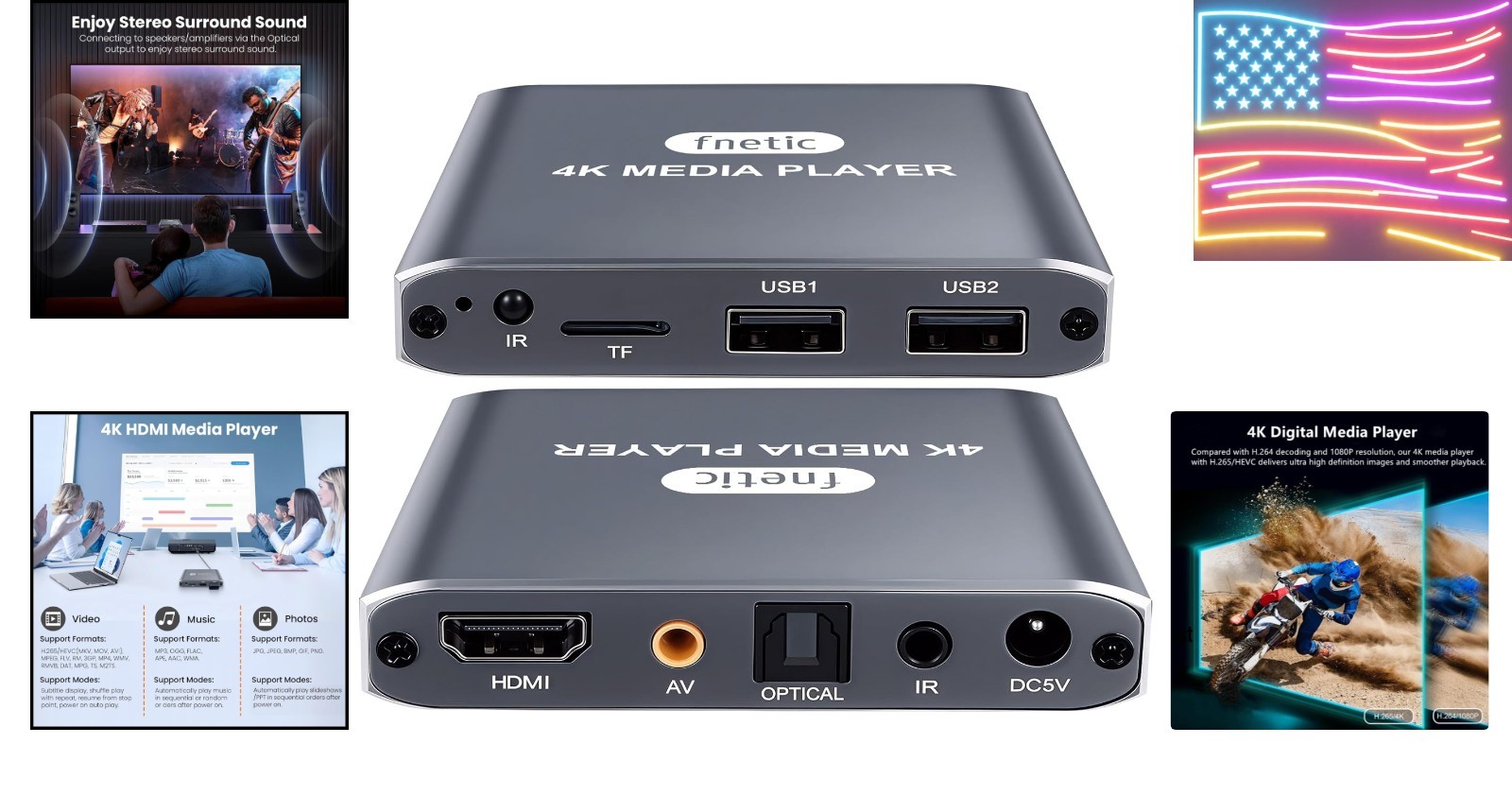 4K HD Digital Media Player, TV MP4 Video Player for USB Drive/Micro SD Card, …