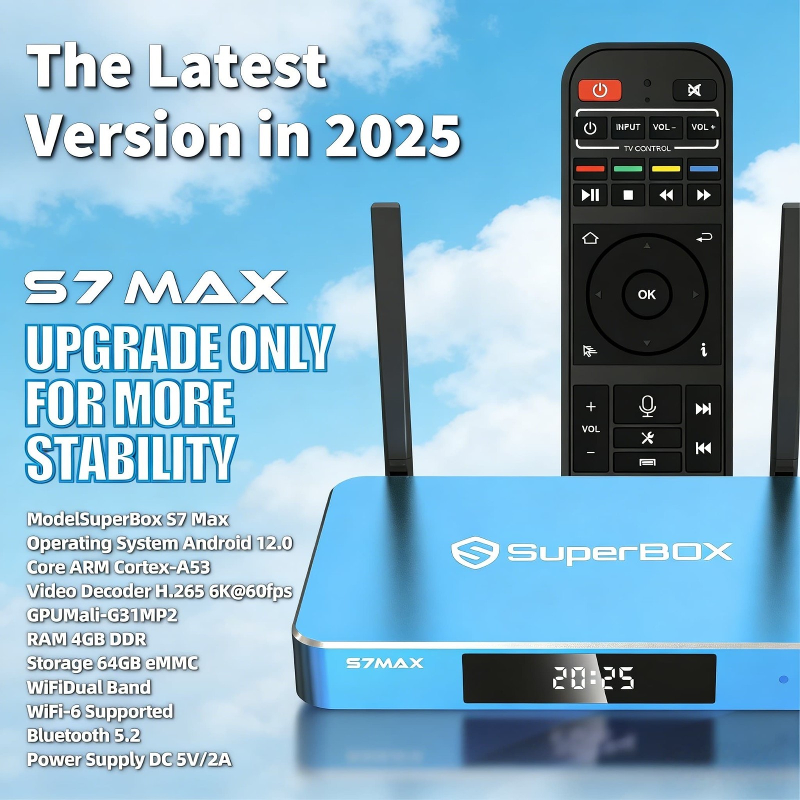 SuperBox S7 Max Smart TV Box 6K Ultra HD WiFi 6 Android Media Player 4GB+64GB