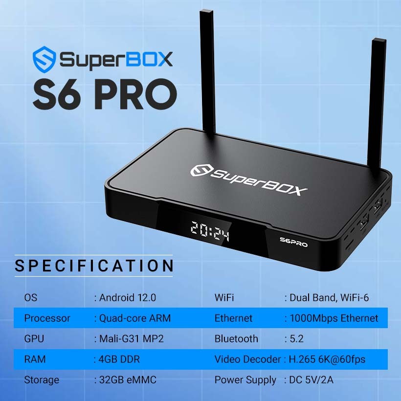 Black SuperBox S6 Pro – New Factory Sealed – Latest 2025 Model Fast Shipping USA
