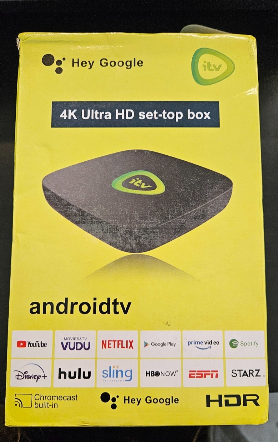 Hey Google 4K Ultra HD Set-top Box Android Tv / itv HDR