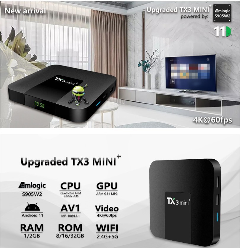 TX3 Mini S905W2 Android 4K SMART TV Box Media Quad-Core 2GB/16GB Dual Band WiFi