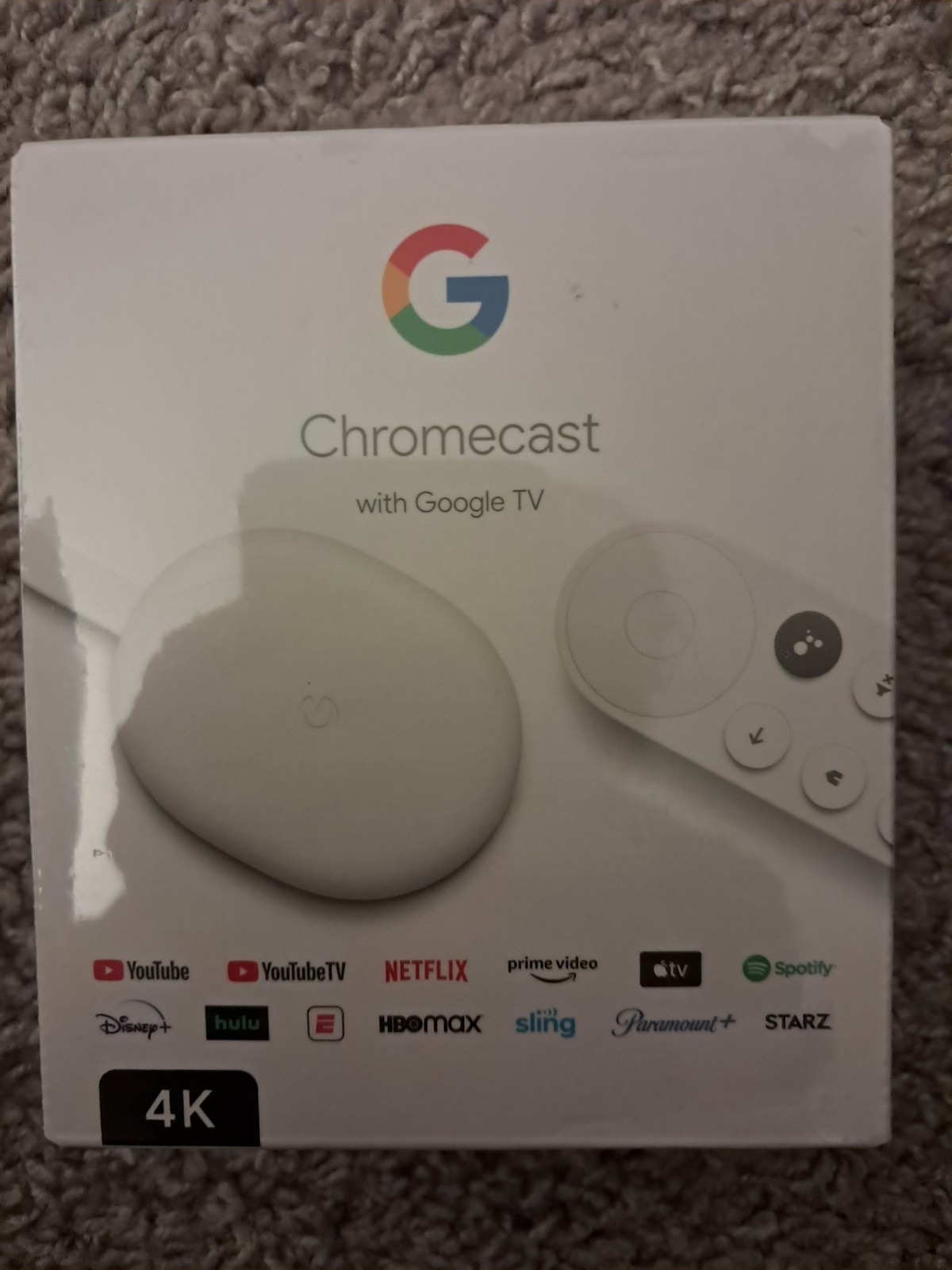 Chromecast Google TV 4K Streaming Device Voice Remote Snow SEALED