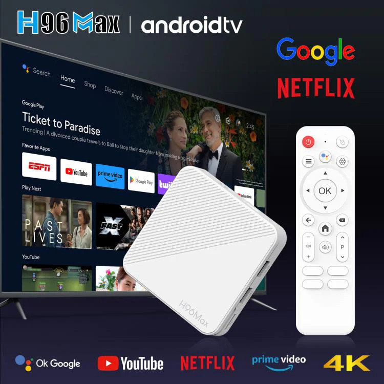 H96 Max H313 Android 14 Smart TV Set Top Box with Remote Control, ARM Cortex-A5