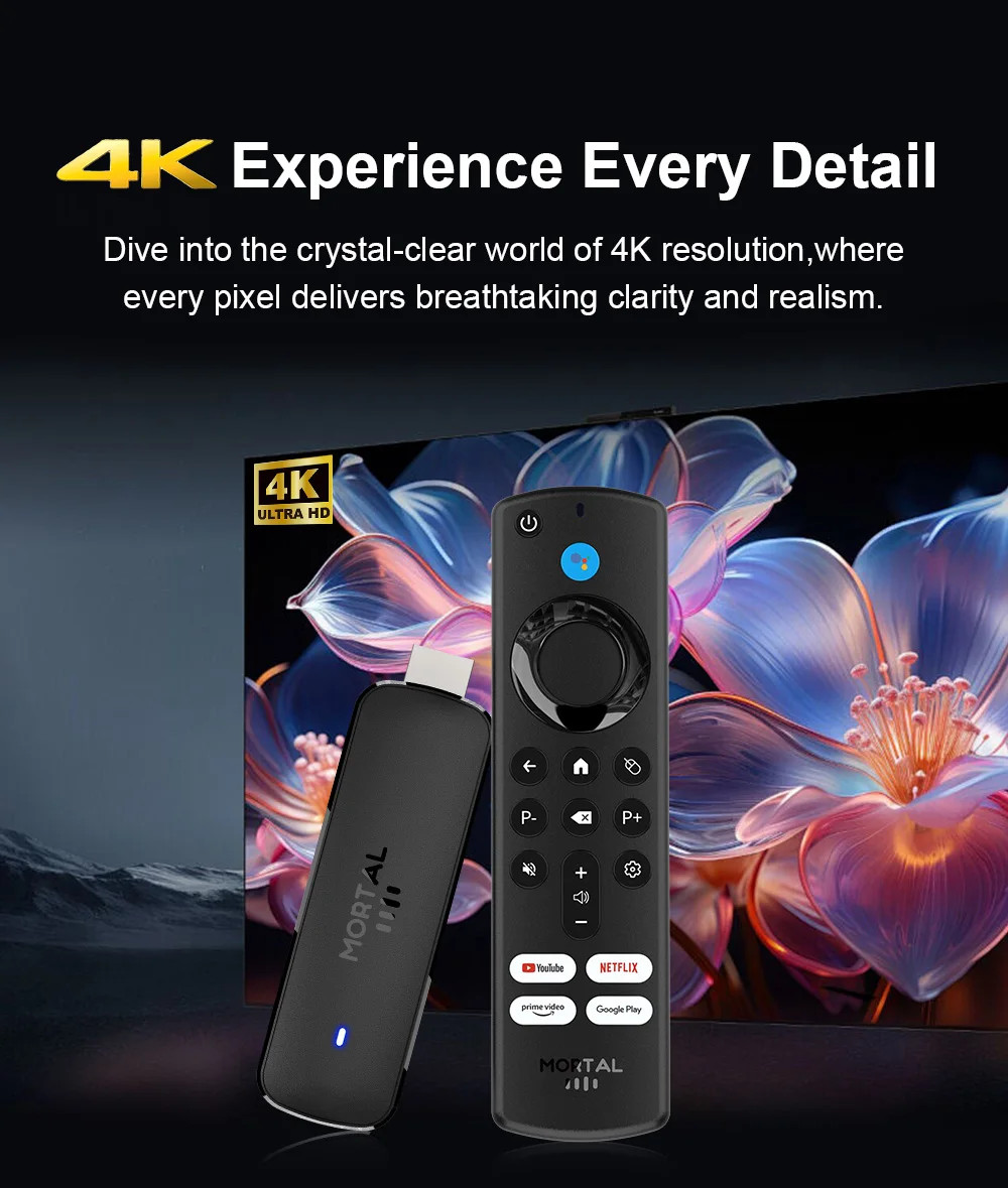 Global Version Android TV Stick Mortal Q8 Voice Remote Android14 8K4K Video Wifi