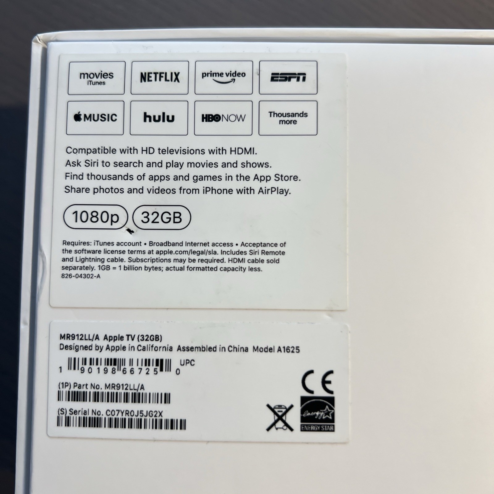 Apple TV 4th Generation 32GB Black MR912LL/A Media Streamer | Reset