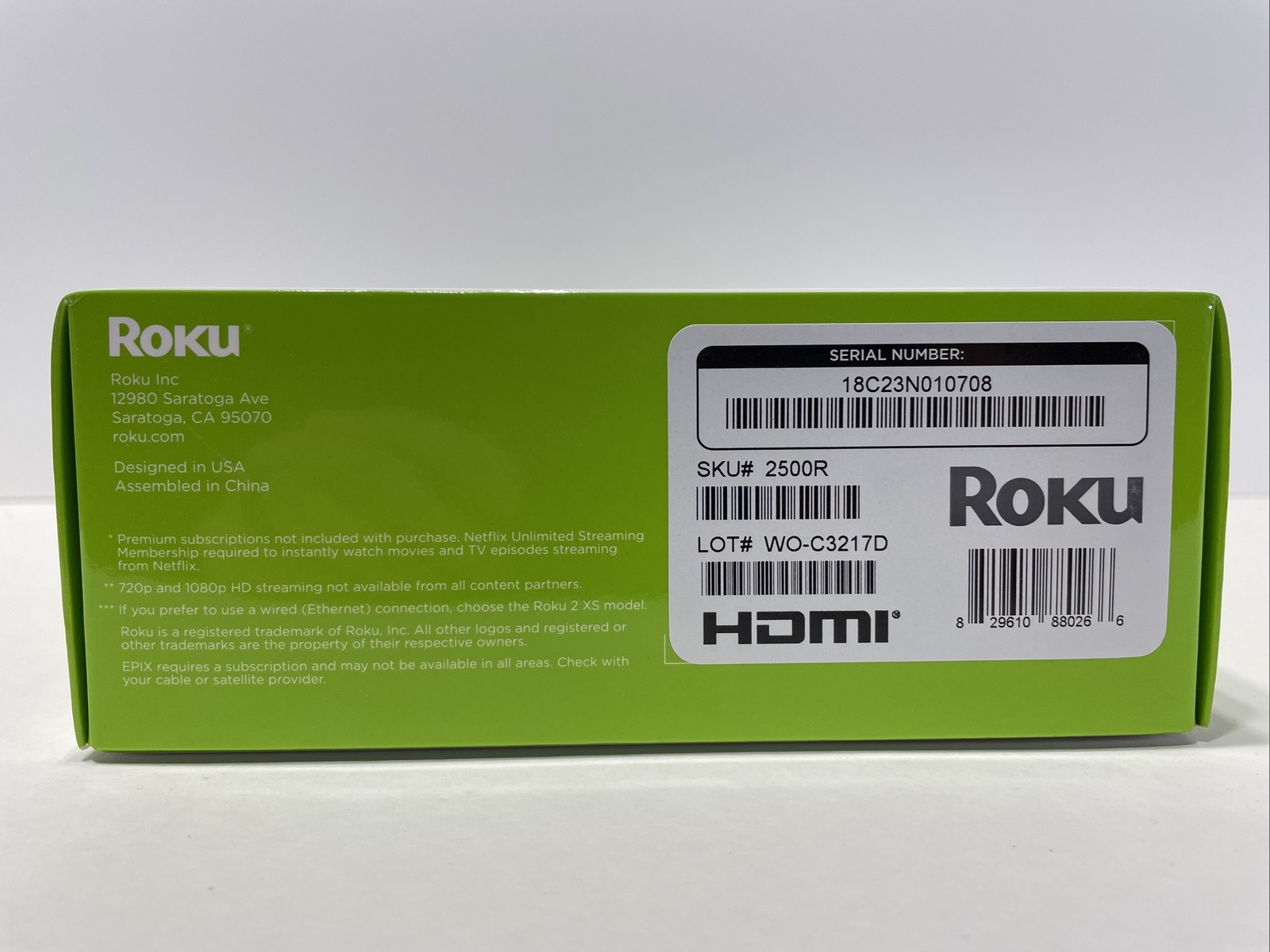 Roku HD (2nd Generation) Media Streamer 2500R – Black **Sealed **