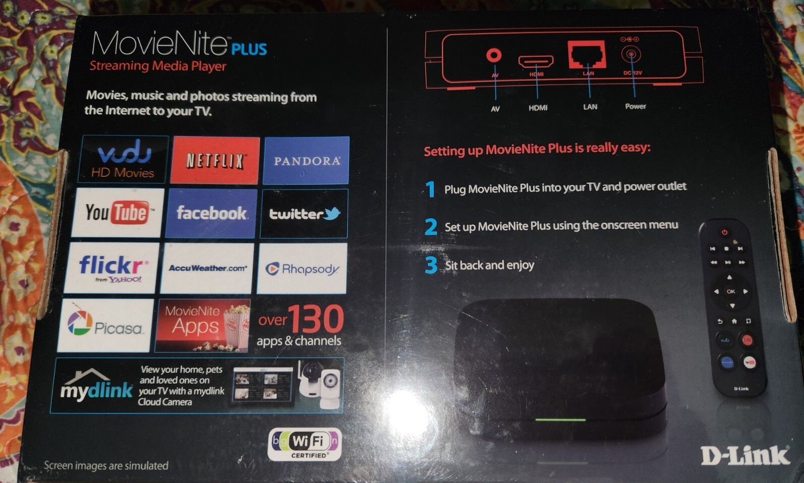 D-Link MovieNite Plus Streaming Media Player DSM-312 WiFi and Ethernet Port (K)