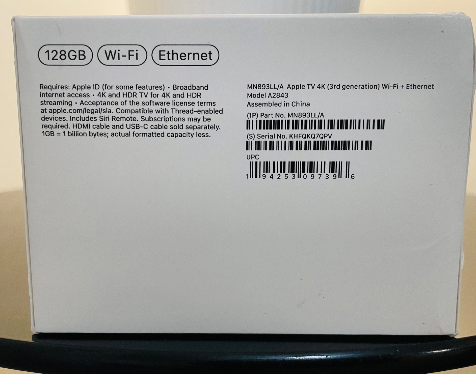 Apple TV MN893LL/A 3rd Gen Wi-Fi 4K 128gb Digital Media Player – Black