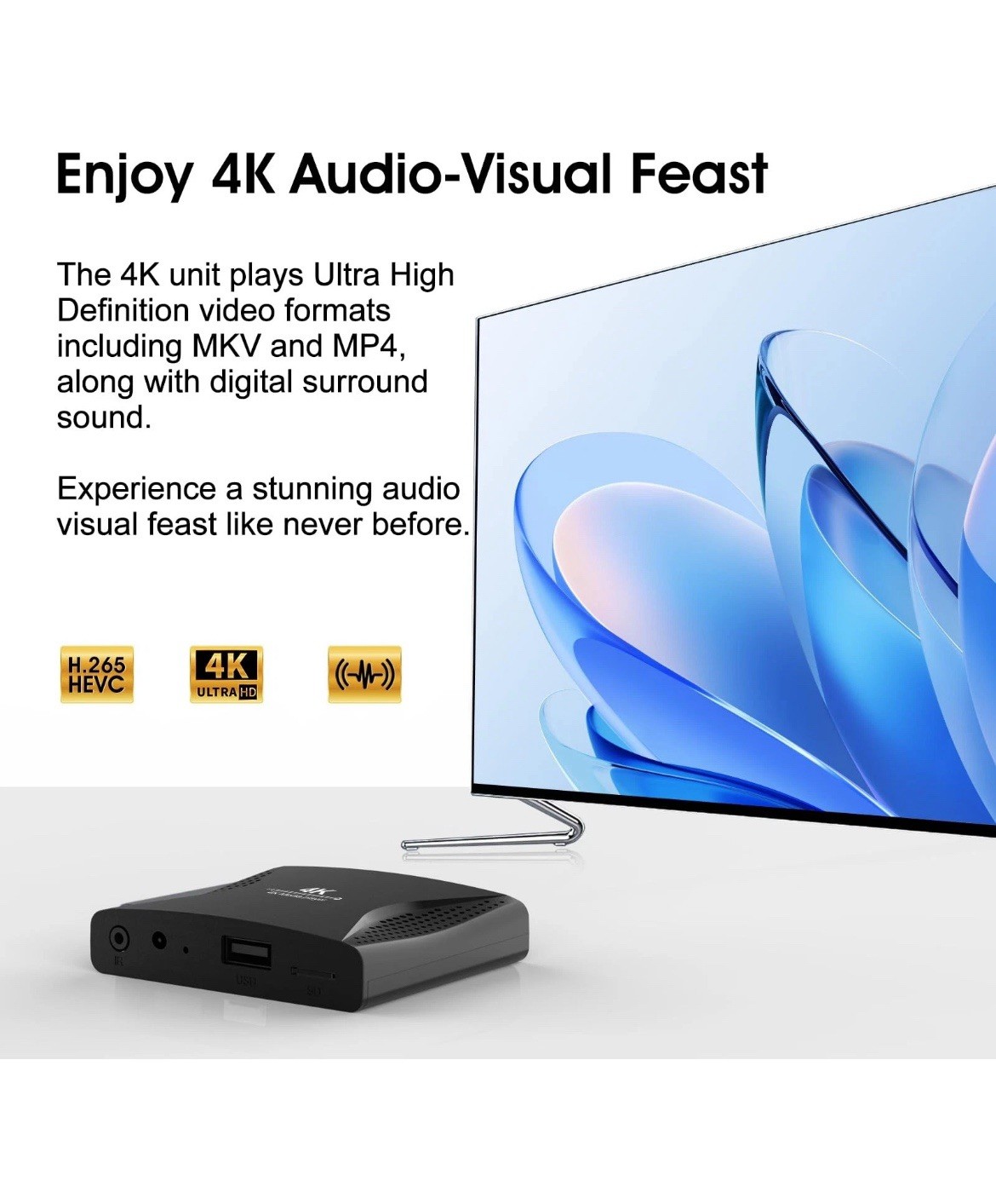 4K Ultra-HD Digital Media Player for USB Drives and MicroSD Cards with 4K HDMI
