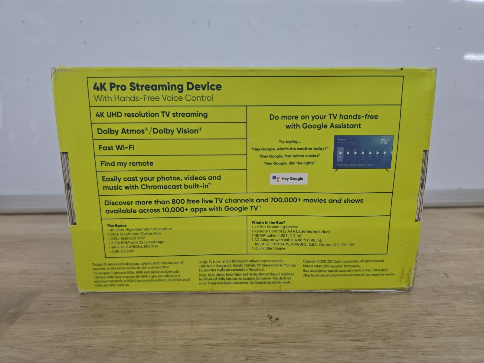 ONN 4K Pro Google TV Streaming Device w Dolby Atmos/Dolby Vision