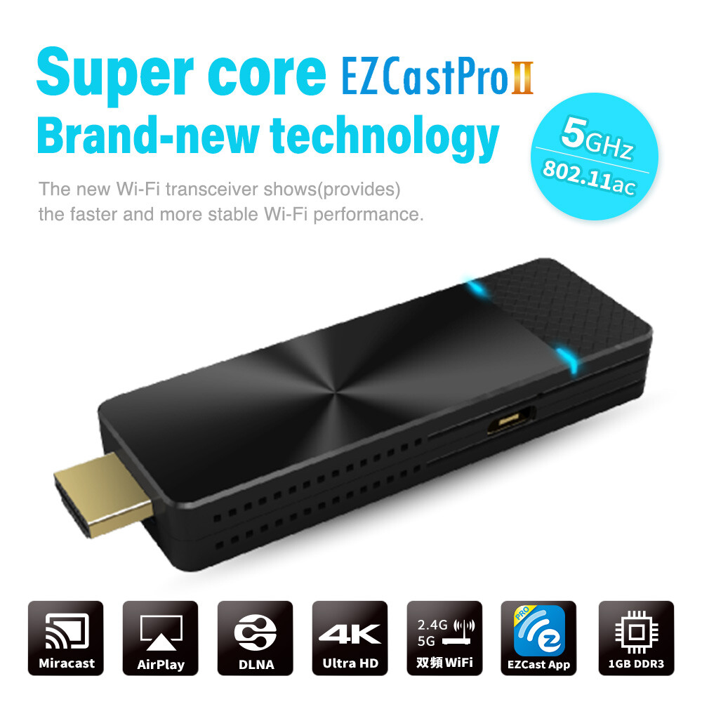 EZCast PRO II 5G Wireless WiFi display dongle receiver 4K Airplay/Mircast/DLNA