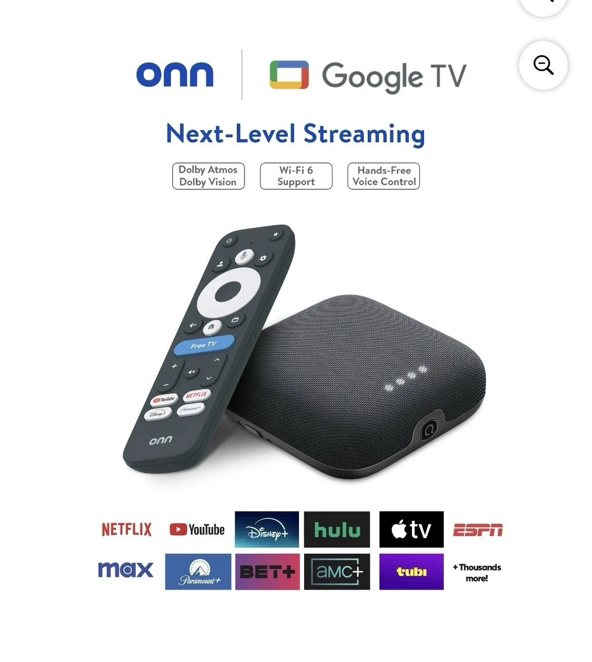 ONN Google TV 4K Pro Streaming Device (2024) 32GB/3GB 4K UHD Dolby Vision/ATMOS