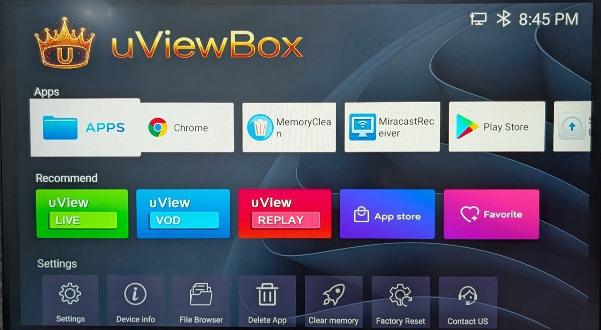 uViewBox U1 Select – 20+ Apps – 8K Max, DVR, Ultra Split Screen – Not Superbox