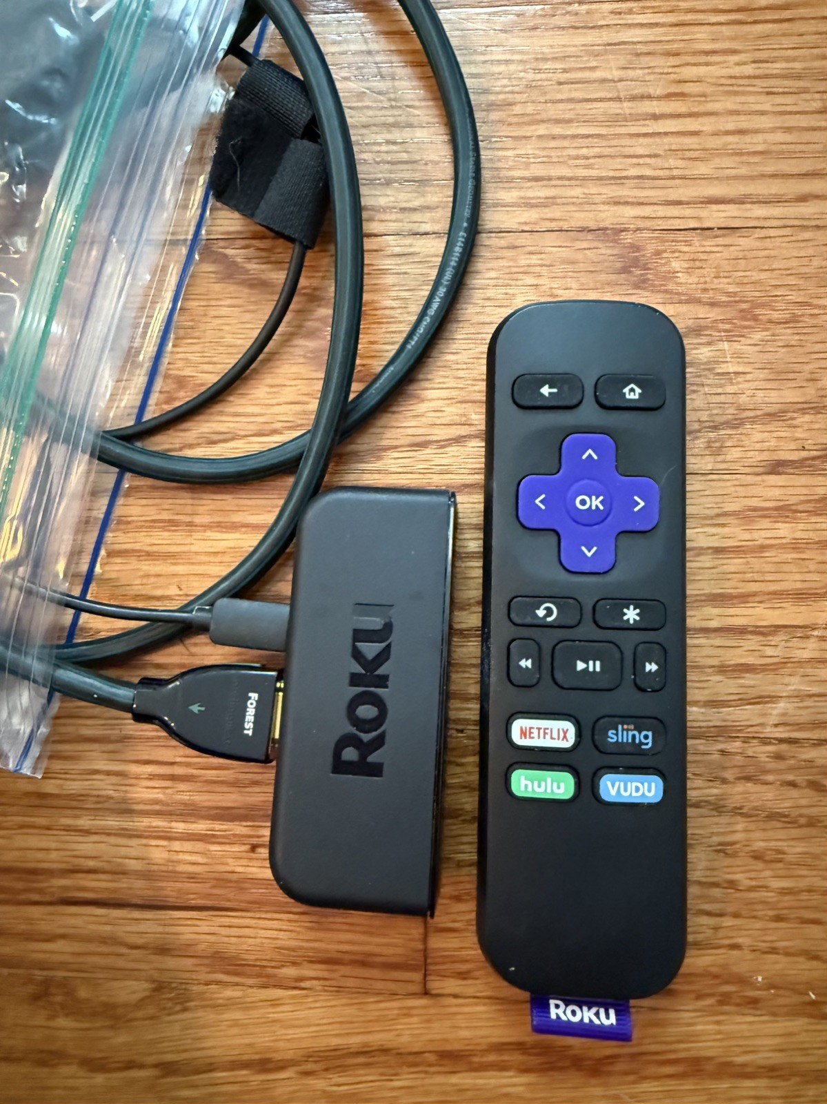 Roku Express 3900X Streaming Device Remote, cord, plug, & HDMI as bonus cord