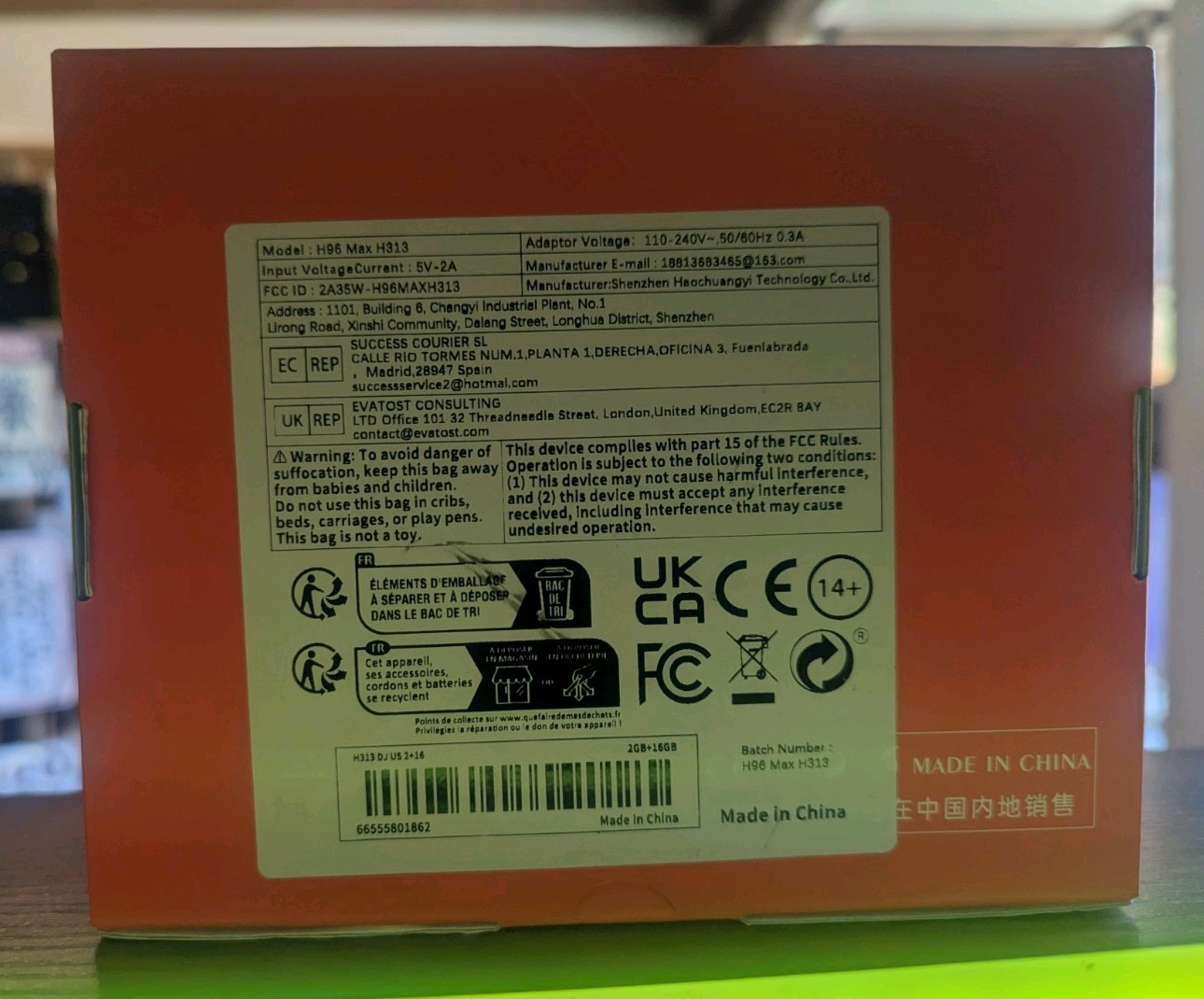 H96 Max H313 Android TV Box Media Streamer Box, Orange NEW