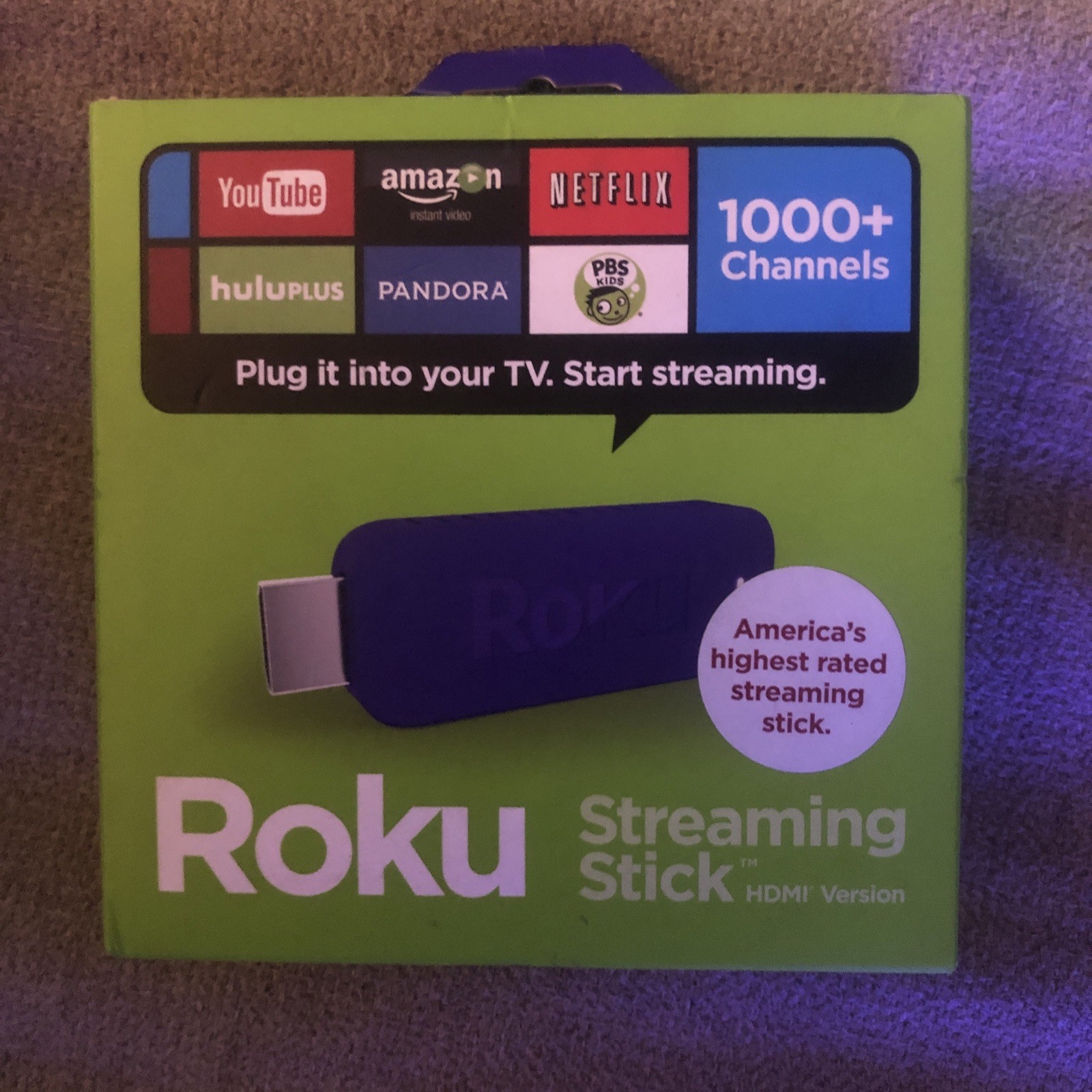 Roku Streaming Stick 3500R Purple HDMI Version New
