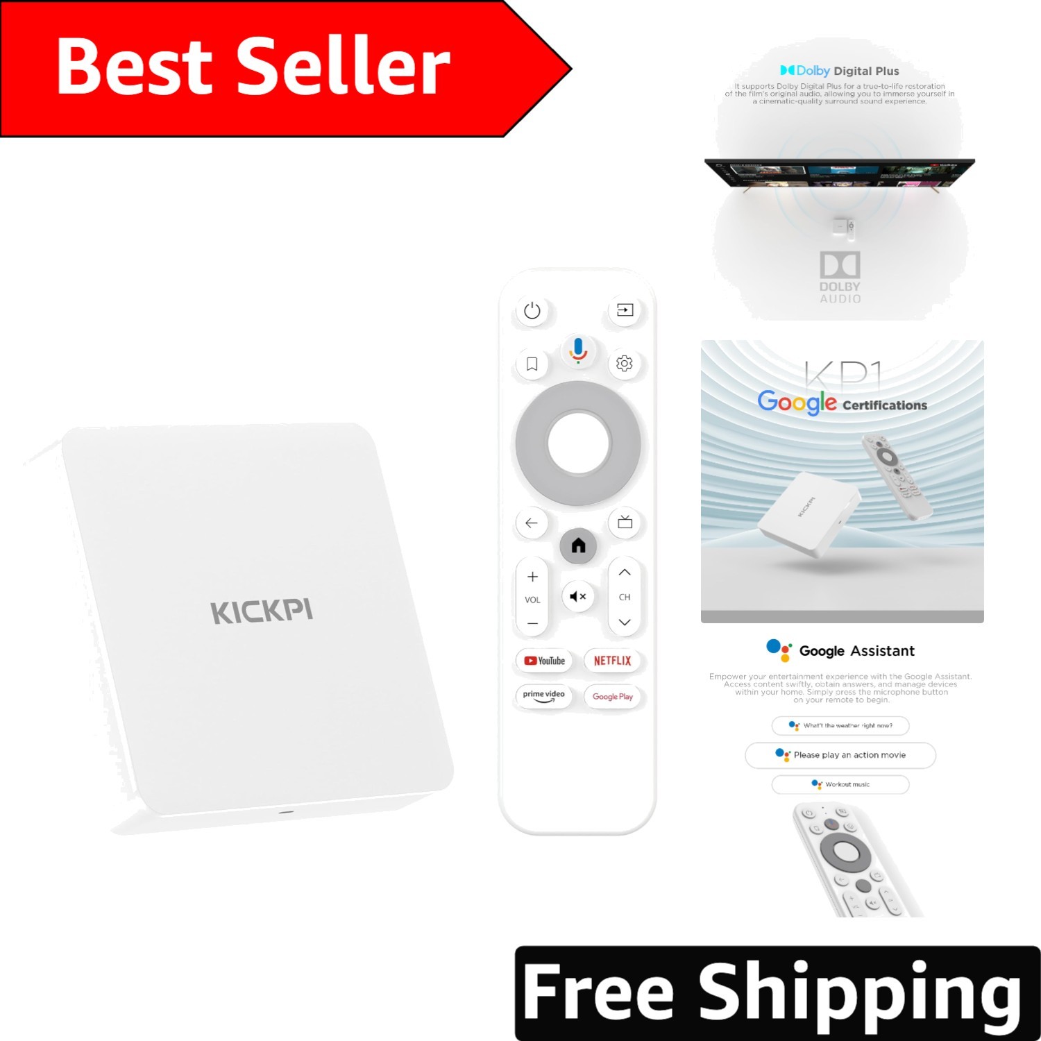 KP1 Smart 2024 Android TV Box – 4K, Chromecast Support & Plug-and-Play Design