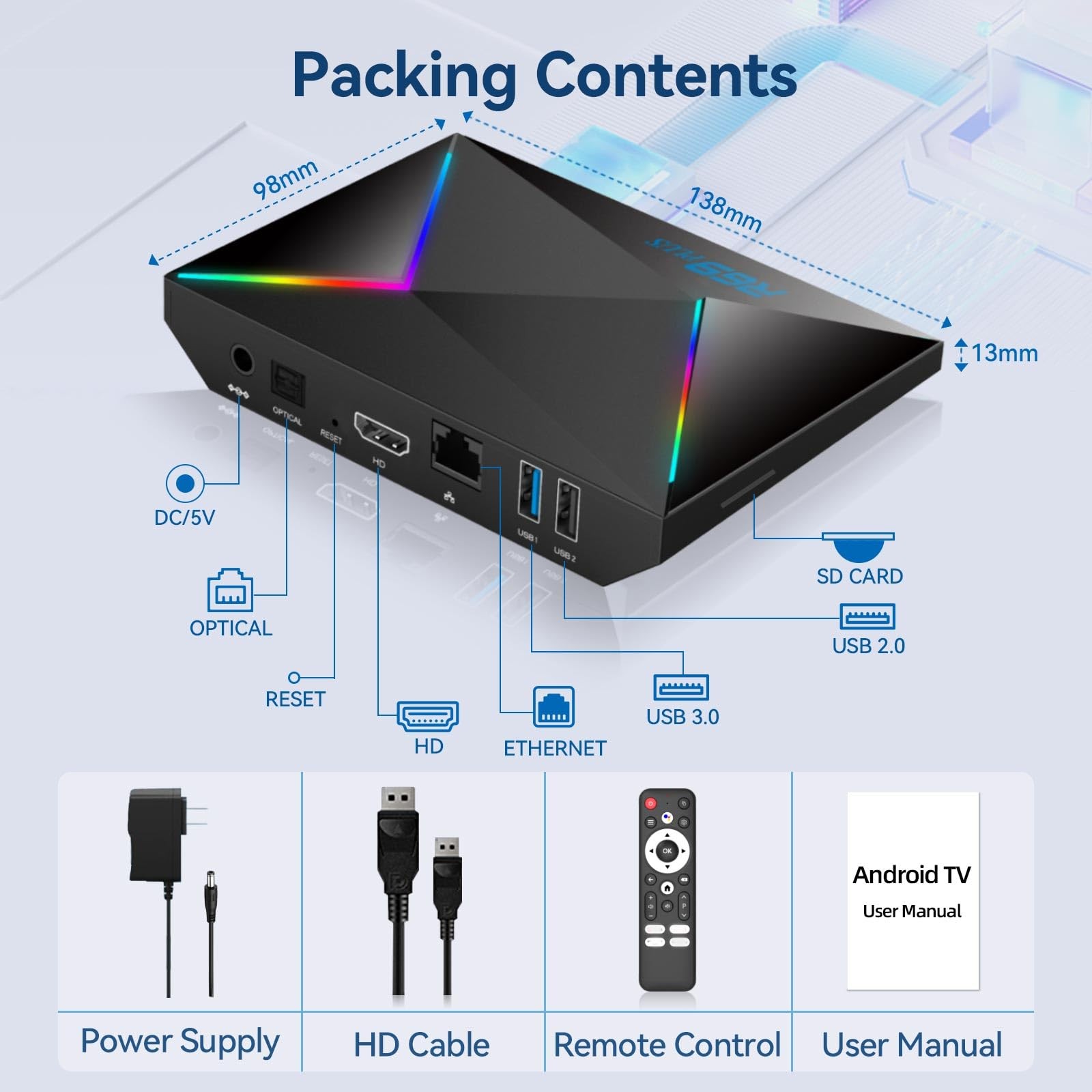 Easytone Android Tv 14.0 2026 4Gb Ram 32Gb Rom Android 14 Tv 4K 8K Wifi6 1000M