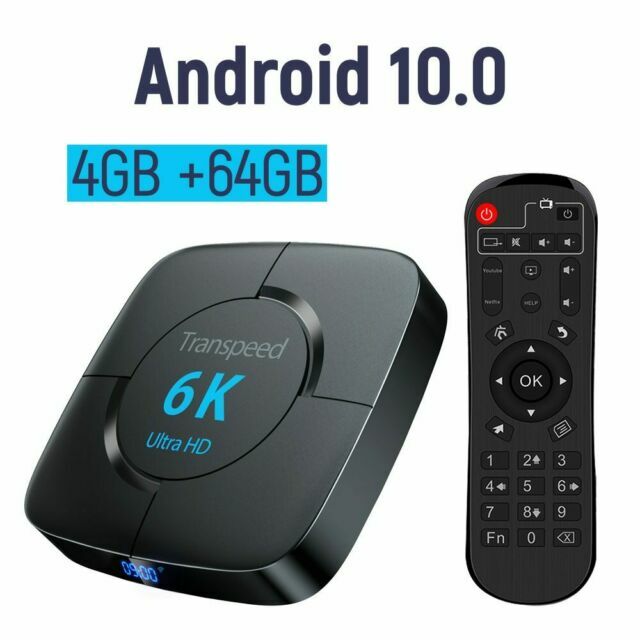 Transpeed Android 10.0 Bluetooth TV Box | Voice Assistant 6K 3D Wifi