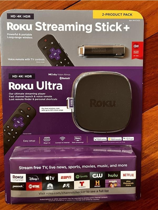 NEW Roku Streaming Stick + (3810R) and Roku Ultra (4800R) 2-Product Bundle
