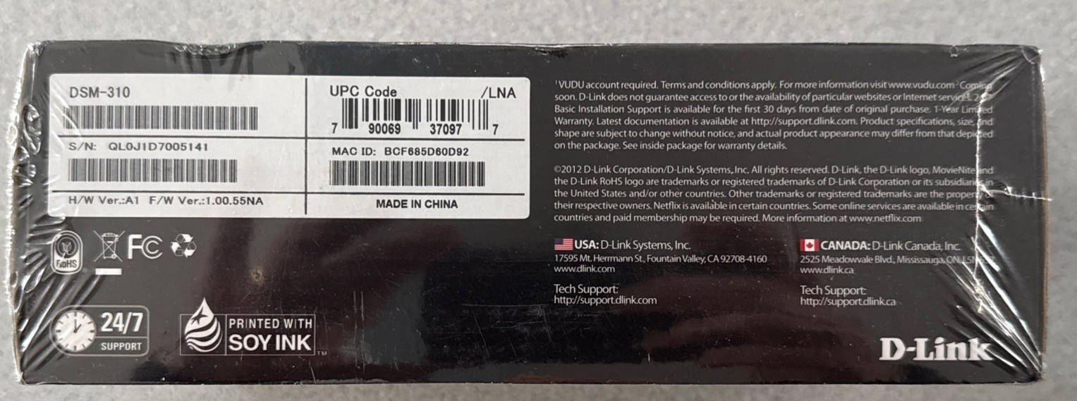 D-link MovieNite DSM-310 Streaming Digital HD Media Player