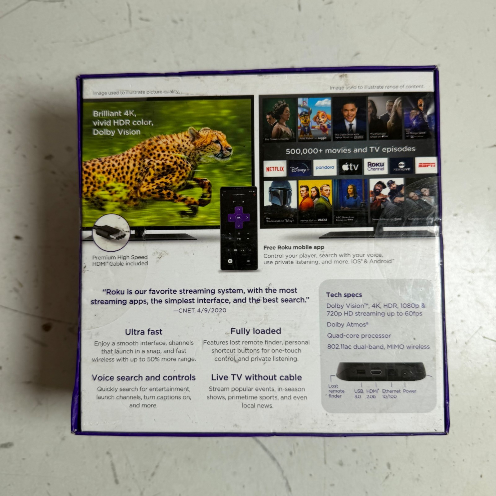 Roku Ultra 4800R Wireless Bluetooth HDMI Dual-Band Wi-Fi 4K HDR Streaming Player