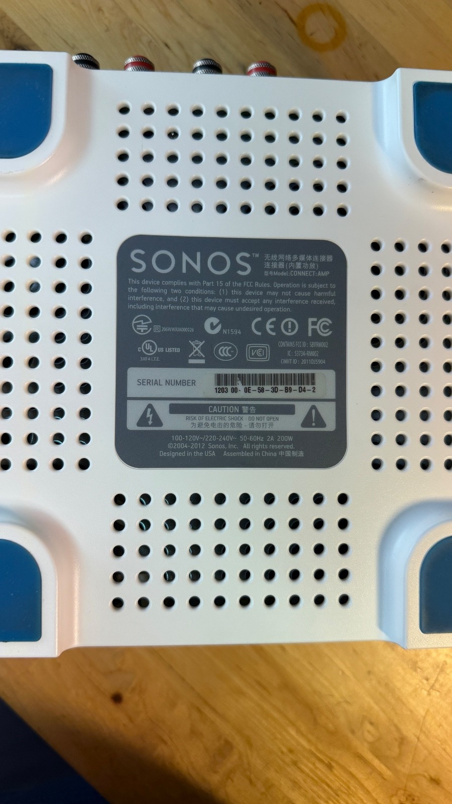 Sonos Connect Amp – S1 Gen 1 w/ Power Cord – S1 App Only – TESTED & WORKING S1