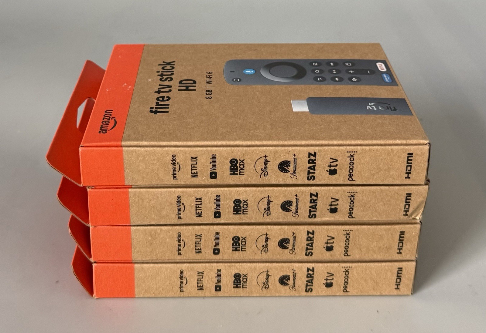 Lot of 4 Amazon Fire TV Stick HD 8GB Wi-Fi 6 — New Factory Sealed