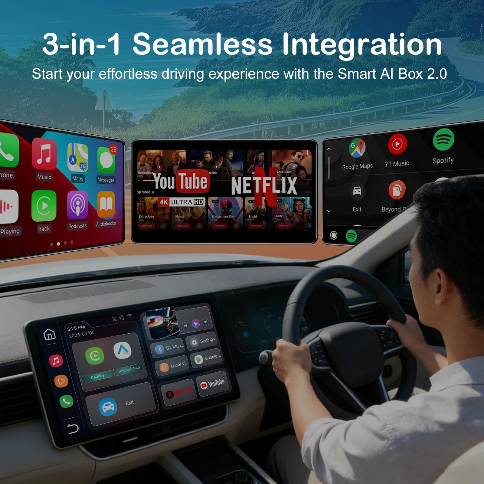One Car Stereo 2026 Smart Ai 2.0 Wireless Carplay Android Auto Adapter Dongle