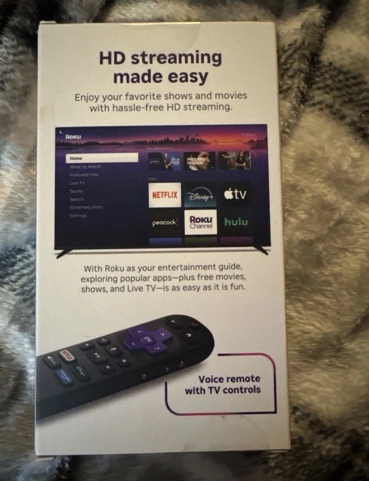 Roku Streaming Stick HD Media Player with Voice Remote – 2025 Model – New Sealed