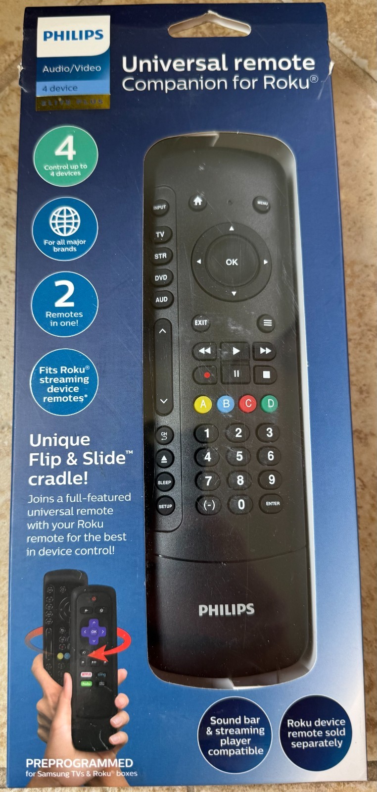 Philips Elite Plus SRP2024R/27 Four Device Universal Remote Control For Roku